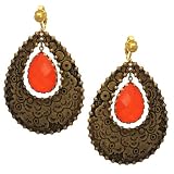 Nebula Antique Gold Ruby Clip On Earrings