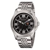 Gucci Men`s YA126201 G Timeless Black Dial Stainless Steel Bracelet Watch