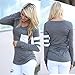 Willtoo® 2015 Womens Long Sleeve Round Neck Splice Shirt Blouse Tops (US Size:4, Gray)