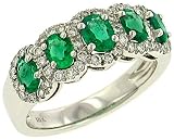 5 Oval Emerald(1.03ct) and Pave Diamond(.41ct) Ring
