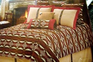 Western Rustic Lodge Southwest Navajo Tapestry Comforter Bedding Set 5 Pc King