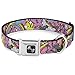 Buckle Down Seatbelt Buckle Dog Collar - Rainbow Cloud Stars Pink - 1.5