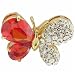 Orange And Clear Cz Butterfly Animal Pin Brooch