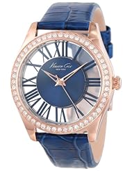 Kenneth Cole New York Womens KC2757 Transparency Gold Case Transparent Blue Dial Watch