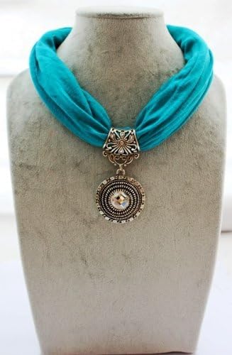 Wholesale 5pcs/lot Vintage Crystal Charm Pendants Collar Knitting Charm Jewelry Necklace Choker Short Collar Sport Short Scarf (Mix Colors)