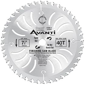 Freud TK303 Avanti 7-1 4-Inch 40 Tooth ATB Thin Kerf Finishing Saw Blade with 5 8-Inch and Diamond... by Freud