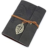 Vintage Black PU Leather Cover Loose Leaf Blank Notebook Journal Diary Gift by EvZ