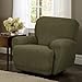 Maytex Reeves Stretch 4 - Piece Recliner Arm Chair Furniture Cover/Slipcover with Side Pocket, Dark Sage Green