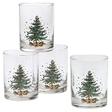 Nikko Ceramics Christmas Double Old Fashioned Glasses, Set of 4