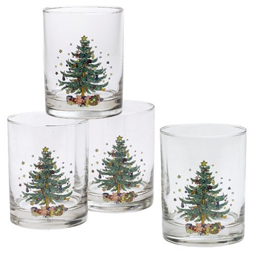 Nikko Ceramics Christmas Double Old Fashioned Glasses, Set of 4