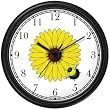 Bee on Black Eyed Susan Flower - Bee or Bumblebee - JP Wall Clock by WatchBuddy Timepieces (Slate Blue Frame)