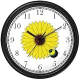 Bee on Black Eyed Susan Flower - Bee or Bumblebee - JP Wall Clock by WatchBuddy Timepieces (Slate Blue Frame)