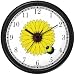 Bee on Black Eyed Susan Flower - Bee or Bumblebee - JP Wall Clock by WatchBuddy Timepieces (Slate Blue Frame)