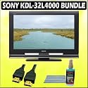 Sony Bravia L-Series KDL32L4000 32-inch 720P LCD HDTV and Accessory Outfit Outfit With Deluxe Plasma/LCD Flat Screen Clean Kit and 6 Ft. Gold Tipped HDMI-HDMI Cable