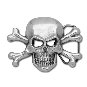 Skull and Crossbones Pewter Belt Buckle