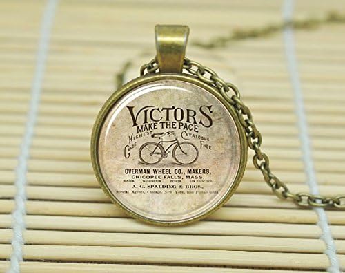 Bicycle Necklace Hipster Vintage Style Bike Pendant Glass Dome Cabochon Necklace A0360