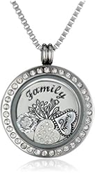 Charmed Lockets My Family My Love Pendant Necklace with "Family" Floating Charm Set, 24"