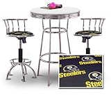 IMAGE OF Chrome Bar Table & 2 Chrome Adjustable 24