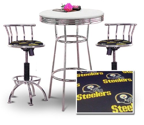 Chrome Bar Table & 2 Chrome Adjustable 24