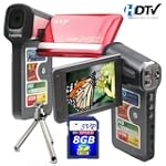 SVP T608 2.7-inch 1280X720p HD Widescreen Red Digital Video Camcorder (SVP 8GB SDHC Memory Card & Tripod Included)