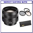 Sony SAL-85F14Z 85mm f1.4 Carl Zeiss Planar T Coated Telephoto Lens + Tiffen 55mm 3pc Filter Kit