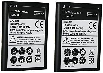 Hausbel 3.7v 3100mAh Li-ion Rechargeable Replacement Battery for Samsung Galaxy Note 2 N7100 / I317 / T889 (Pack of 2 - Non-Retail Packaging) (Galaxy Note 2)