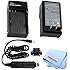 Battery Charger for Pentax D-LI8 Camera Battery for models: Pentax Optio A10, A20, A30, A40, L20, T10, T20, W10, W20, WP, WPi, X, S, S4, S4i, S5i, S5n, S5z, S6, S7, SV, SVi &More, for Car & Home, European Adapter + Microfiber Cloth | DLI8