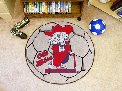 Buy Mississippi Rebels NCAA Soccer Ball Round Floor Mat (29) Rebel Logo by Fan Mats