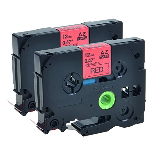 GREENCYCLE 2 PK Black on Red TZ 431 TZe431 12mm Label Tape Compatible with Brother P-Touch Printer