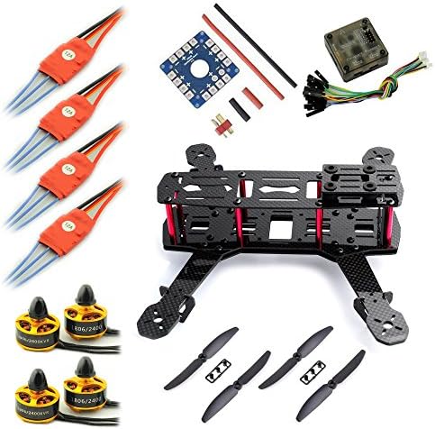 Dihanrc Carbon Fiber and Fiber Glass Mix 250 Mini FPV Quadcopter Frame + Cc3d + Gold 1806 Motor + 12a Simonk ESC + 5030 Nylon Propeller