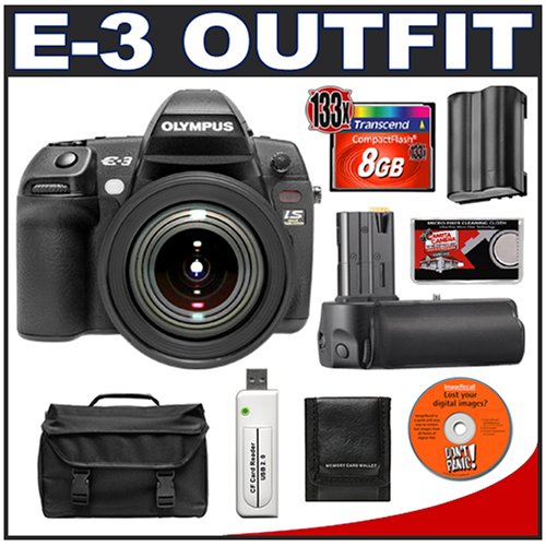 Olympus E-3 Digital SLR Camera with 12-60mm Zuiko Digital ED f/2.8-4.0 SWD Lens + HLD-4 Battery Grip + 8GB CF Memory Card + BLM-1 Battery + Case + Cameta Bonus Accessory Kit