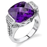 Bold Elegance: Designer Inspired Sterling Silver Cable Design Ring with Amethyst CZ by Peora