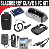 Blackberry OEM Charging Pod + OEM Black Skin + OEM Cs-2 Battery + Leather Swivel Holster + OEM Original Folding Blade USB Travel Home Wall Charger + Mini USB Car Charger + Screen Protector + OEM Blackberry USB Data Cable for 8300, 8310, 8320, and 8330 Curve Devices