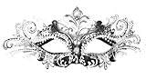 Venetian Black Mask w/ Silver Metal Laser-cut and Crystals on Eyes