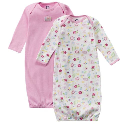 Gerber 2pk Infant Gowns in Pink - 0 - 6 Months