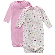 Gerber 2pk Infant Gowns in Pink - 0 - 6 Months