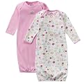 Gerber 2pk Infant Gowns in Pink - 0 - 6 Months