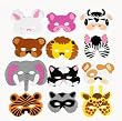 12 Asst. Kids Foam Animal Face Masks Zoo Farm Party