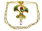 Goldtone Art Nouveau Peacock Pendant And Necklace