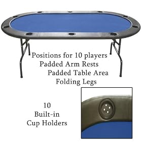 Folding Leg Texas Hold'em Poker Table: Blue