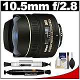 Nikon 10.5mm f/2.8 DX AF ED Fisheye-Nikkor Lens + Nikon Lens Cleaning System + Accessory Kit for Nikon D300s, D300, D200, D90 & D80 Digital SLR Cameras