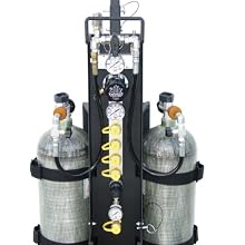 Air Systems MP-4R 16" Width, 42" Height, 21" Depth, 4500psi Multi-Pak 2-Cylinder Fire Rescue Bottled Air Cart With Handle And 4 Outlet Manifold