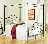 Contour - Matte Black Finish - Queen Size Canopy Bed with Frame - By Fashion Bed Group