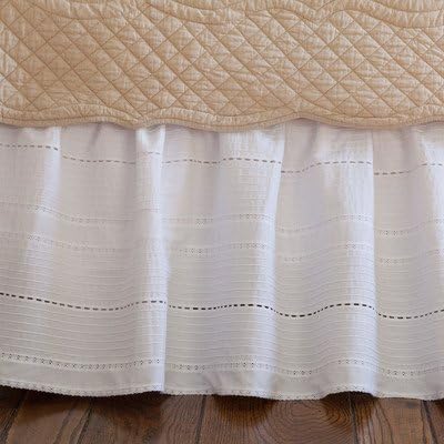 Taylor Linens 2108ELEW-Q Elisa 60 in. x 80 in. x 18 in. Queen Bedskirt - Egg White