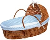 Badger Basket Co Honey Hooded Moses Basket - Blue Dot Bedding