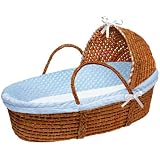 Badger Basket Co Honey Hooded Moses Basket - Blue... by Badger Basket