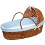 Badger Basket Co Honey Hooded Moses Basket - Blue Dot Bedding