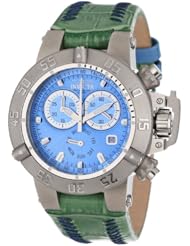 Invicta Womens 11621 Subaqua Chronograph Blue Dial Green Leather Watch