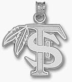 Florida State Seminoles FS with Feather 5/8 Pendant - Sterling Silver Jewelry