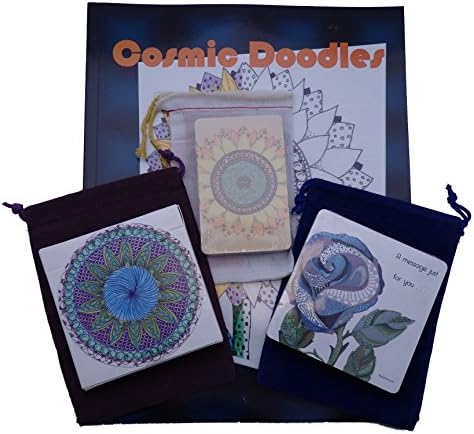 Set of 3 Inspirational Divination Card Decks - Square Round and Rectangular Decks plus Bonus Cosmic Doodles Adult Coloring Book